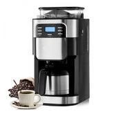 Coffee Maker with Grinder, 8 Cup Coffee Machine, Grind and Brew Coffee Maker with 3 Brew Strength Control, 24-Hour Timer for Auto Brew, for Home Office Restaurant